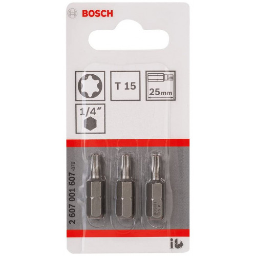 BOSCH Extra kemény Bit T15, 25 mm, 3Db. 2607001607