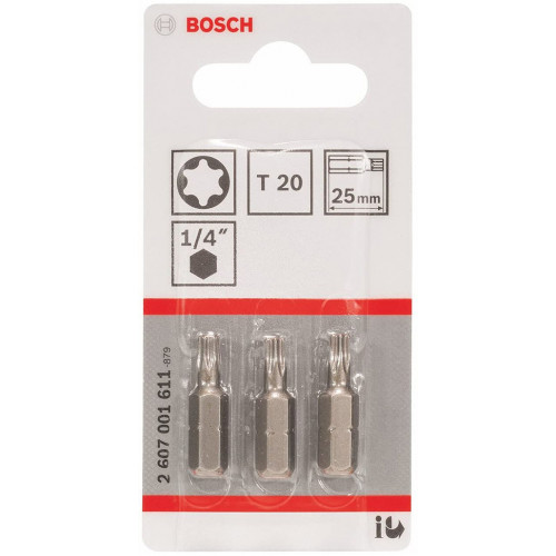 BOSCH Extra kemény Bit T20, 25 mm, 3Db. 2607001611