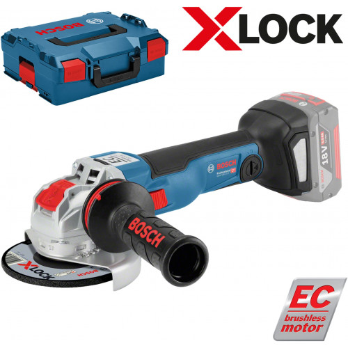 BOSCH GWX 18V-10 C Akkus sarokcsiszoló X-LOCK, 125 mm, akku nélkül, L-Boxx 06017B0200