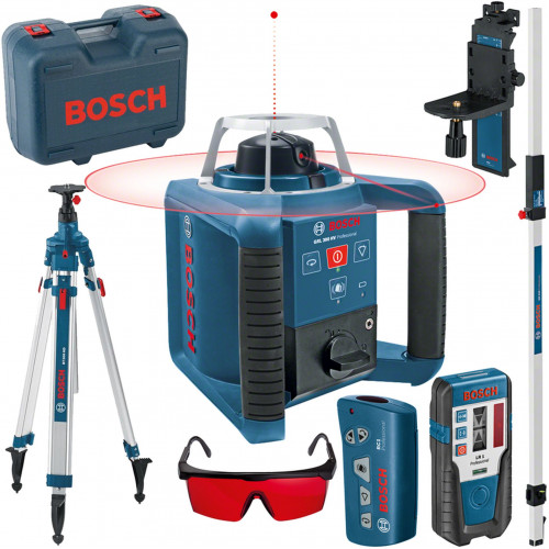 BOSCH GRL 300 HV+LR 1 Lézervevő+RC 1 Távirányitó+BT 300HD Állvány+GR240 Mérőléc 061599403Y