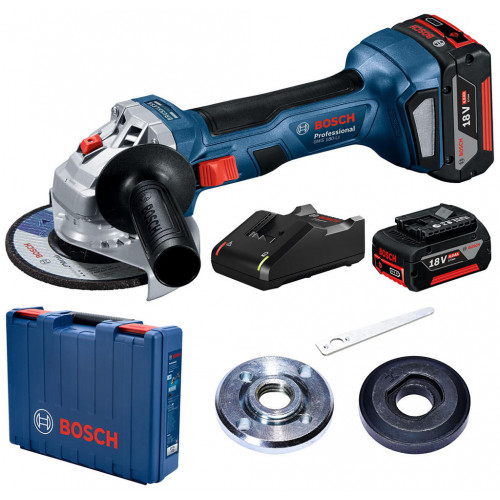 BOSCH GWS 180-LI PROFESSIONAL Sarokcsiszoló 2x 4Ah,125 mm + Koffer 06019H9021