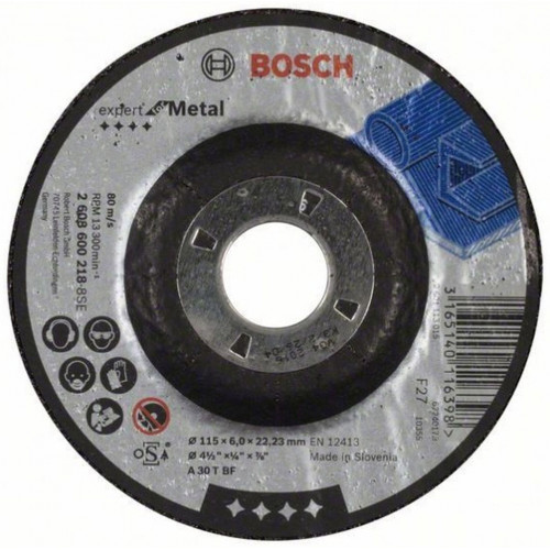 BOSCH Nagyolótárcsa, hajlított, Expert for Metal A 30 T BF, 115 mm, 6, 0 mm 2608600218