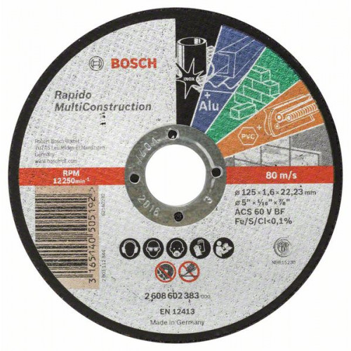 BOSCH Darabolótárcsa, egyenes, Rapido Multi Construction, 125 mm 2608602383