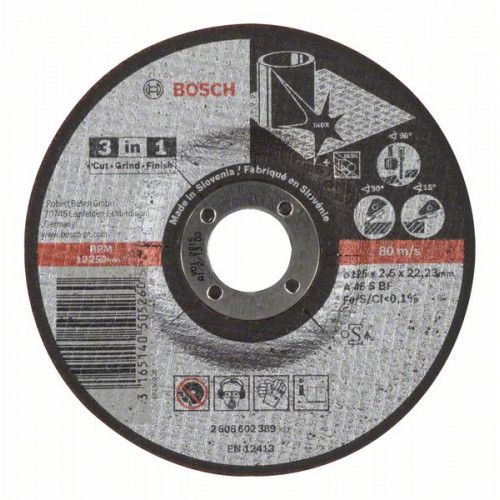 BOSCH 3 az 1-ben darabolótárcsa, 125 x 22,23 x 2,5 mm 2608602389