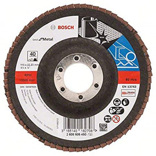 BOSCH X571 fíber csiszolótárcsa, Best for Metal D= 115 mm; G= 40, hajlított 2608605450