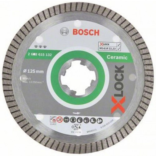 BOSCH X-LOCK Gyémánttárcsa Best for Ceramic 125 x 22,23 x 1,4 x 7 mm, 2608615132