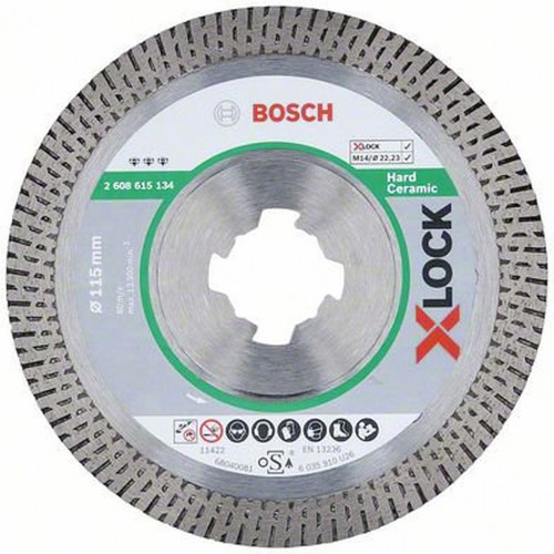 BOSCH X-LOCK gyémánt darabolótárcsa, Best for Hard Ceramic kivitel O115 mm 2608615134