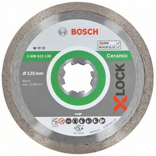BOSCH X-LOCK Gyémánt vágókorong Standard for Ceramic, 125 x 22,23 x 1,6 x 7 mm 2608615138