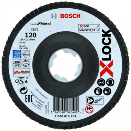 BOSCH X-LOCK Best for Metal Fíber legyezőtárcsa, 125x22,23mm, 120, 2608619204