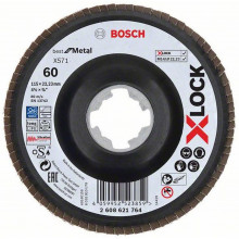 BOSCH X-LOCK Flap discs, angled version, plastic plate X571,115x22,23mm, G120, 2608621766