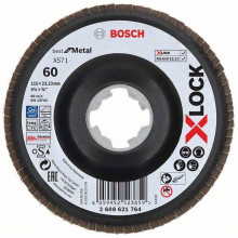 BOSCH X-LOCK Flap discs, angled version, plastic plate X571, 115x22,23mm, G120, 2608621763