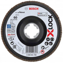 BOSCH X-LOCK Flap discs, angled version, plastic plate X571, 125x22,23mm, G80, 2608621769