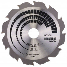 BOSCH Construct Wood Körfűrészlap, 190x2,6/1,6 mm 2608640633