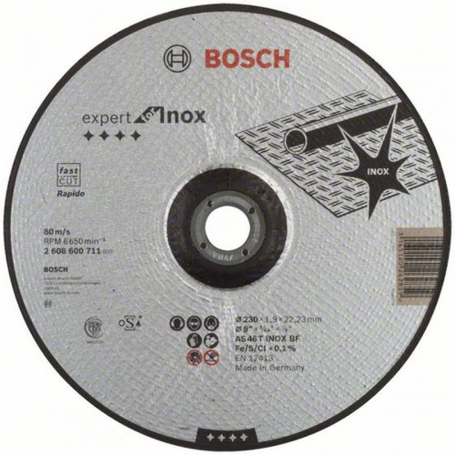 BOSCH Darabolótárcsa, hajlított, Expert for Inox Rapido, 230 mm 2608600711