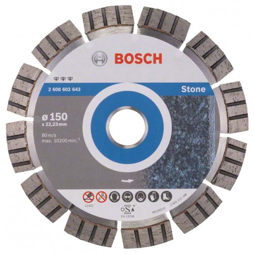 BOSCH Best for Stone gyémánt darabolótárcsák 150 x 22, 23 x 2, 4 x 12 mm 2608602643