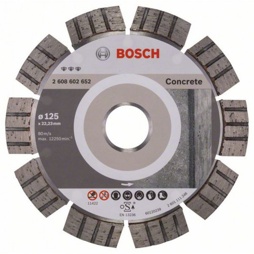 BOSCH Best for Concrete gyémánt darabolótárcsák 125 x 22, 23 x 2, 2 x 12 mm 2608602652