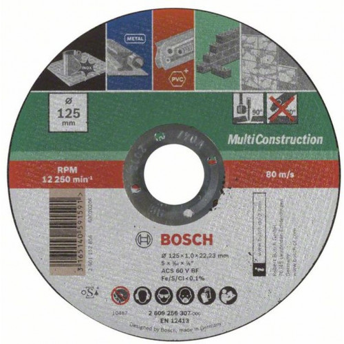 BOSCH Egyenes Multi Construction darabolótárcsa 125 mm 2609256307 BOSCH Egyenes Multi Construction darabolótárcsa 125 mm 2609256307