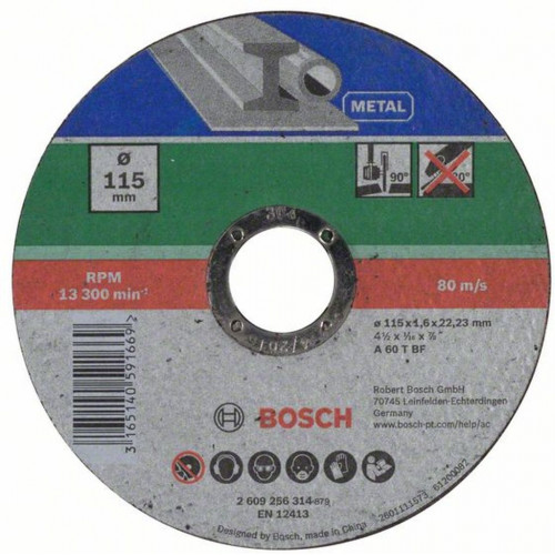 BOSCH Egyenes darabolótárcsa, fém 115mm 2609256314