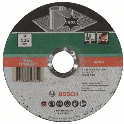 BOSCH Darabolótárcsa, egyenes, Inox 125 mm 2609256323 BOSCH Darabolótárcsa, egyenes, Inox 125 mm 2609256323