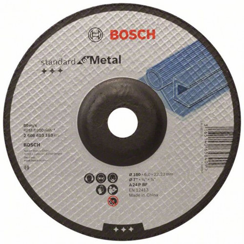 BOSCH Nagyolótárcsa, hajlított, Standard for Metal, 180 mm 2608603183