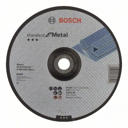 BOSCH Darabolótárcsa, hajlított, Standard for Metal, 230 mm 2608603162