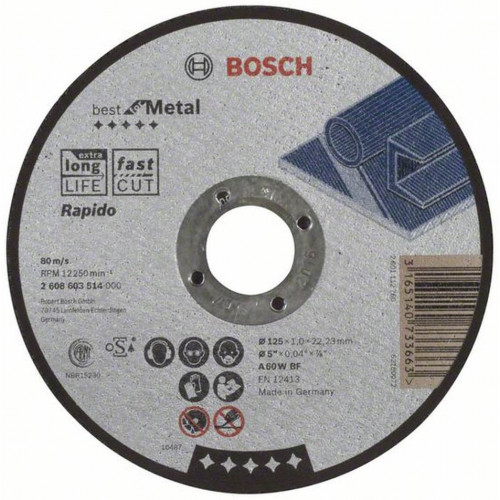 Bosch A 60 W BF Rapido egyenes darabolótárcsa 125 x 1,0 mm, 2608603514