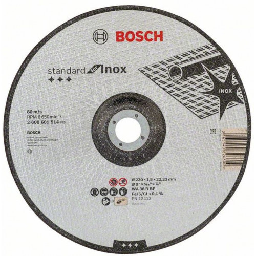 BOSCH Darabolótárcsa, hajlított, Standard for Inox, 230 mm 2608601514