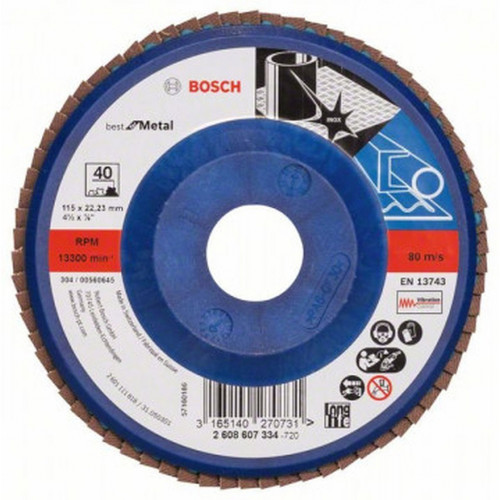 BOSCH Best for Metal fíber csiszolótárcsa X571, 115x22,23mm, 40, egyenes 2608607334