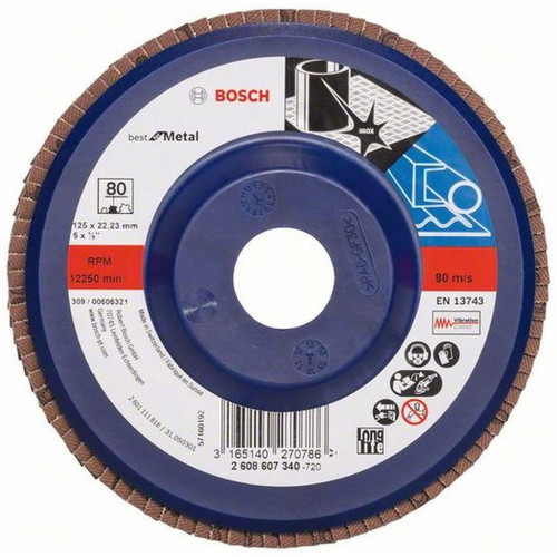 BOSCH Best for Metal fíber csiszolótárcsa X571, 125x22,23mm, 120, egyenes 2608607341