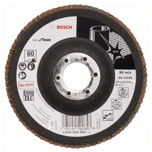 BOSCH X581 fíber csiszolótárcsa, Best for Inox, 115x22,23 mm, 60, 2608608264