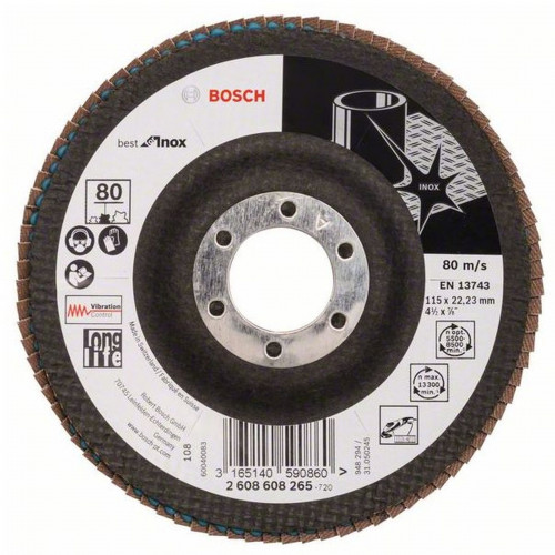 BOSCH X581 fíber csiszolótárcsa, Best for Inox 115mm, P80, 2608608265