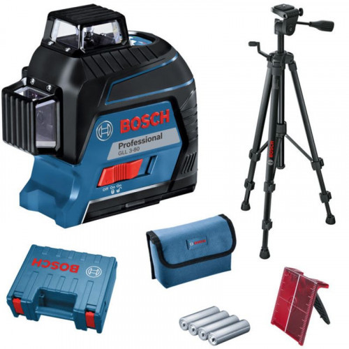 BOSCH GLL 3-80 Professional Linienlaser im Koffer + vonallézer +BT150 állvány, 06159940KD