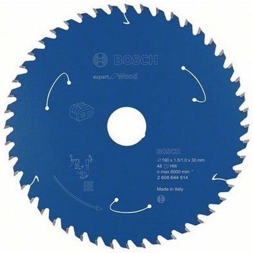 BOSCH Expert for Wood körfűrészlap akkumulátoros fűrészekhez, 190x1.5/1x30 T48 2608644514
