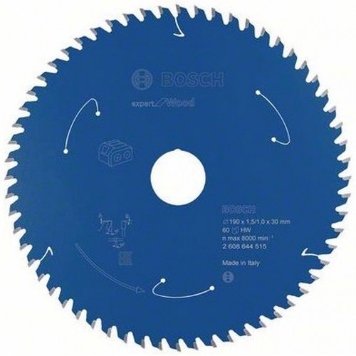 BOSCH Expert for Wood körfűrészlap akkumulátoros fűrészekhez, 190x1.5/1x30 T60 2608644515
