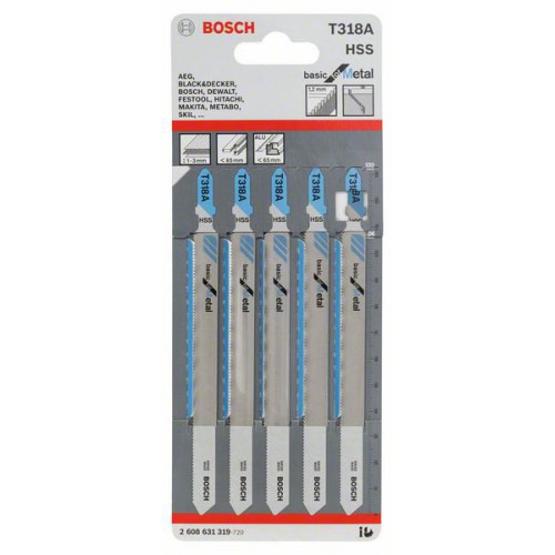 BOSCH Szúrófűrészlap T 318 A 5 db-os csomag 2608631319 BOSCH Szúrófűrészlap T 318 A 5 db-os csomag 2608631319