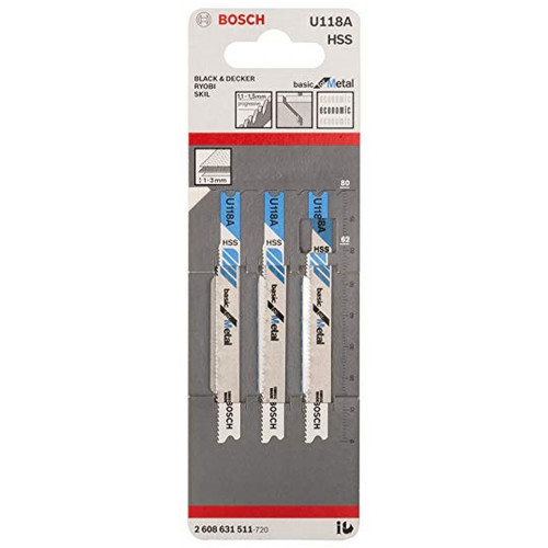 BOSCH U 118 A Basic for Metal Szúrófűrészlap 80x1,1-1,5mm, 3db 2608631511