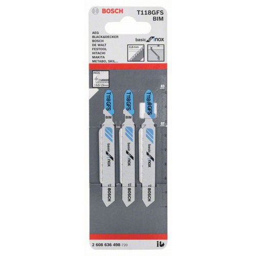 Bosch tartozék szúrófűrészlap t 118 gfs basic for inox cikkszám,2608636498