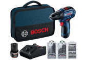 BOSCH GSR 12V-30 PROFESSIONAL akkus fúrócsavarozó + 3 bitkészlet, 12V 2x2,0Ah 06019G9001