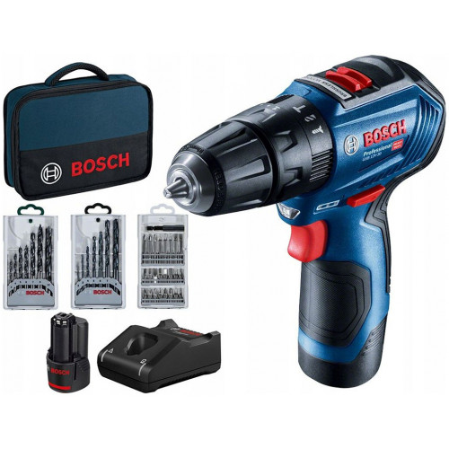 BOSCH GSB 12V-30 PROFESSIONAL Akkus ütvefúró-csavarozó, 12V 2x2.0Ah 06019G9101