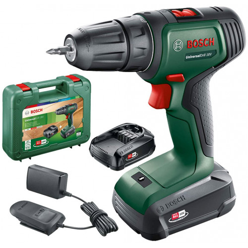 BOSCH UniversalDrill 18V Akkus fúrócsavarozó (18V/2x1,5Ah) 06039D4002