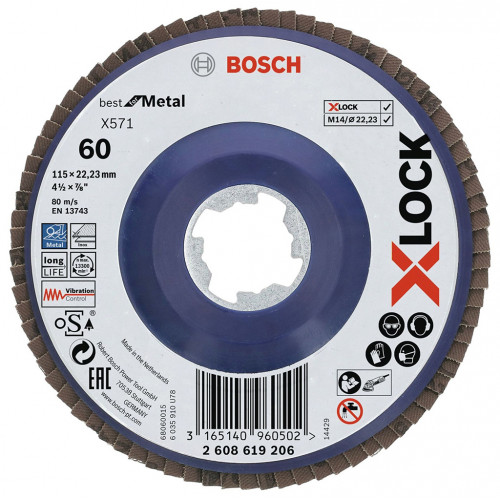 BOSCH X-LOCK Best for Metal Legyezőtárcsa X571, 115x22,23mm, G60, 2608619206