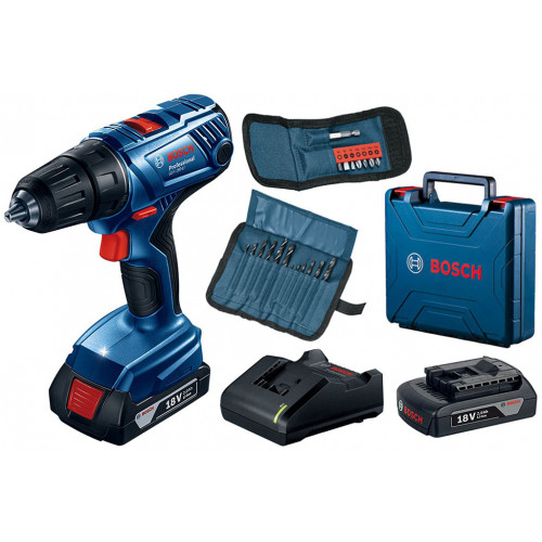 BOSCH GSR 180-LI PROFESSIONAL Akkus fúrócsavarozó (18V/2x2,0Ah) koffer 06019F810A