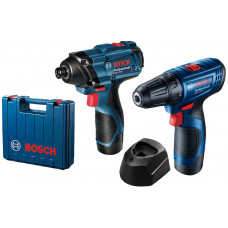 BOSCH GSR 120-LI Fúró-csavarozó + GDR 120-LI ütvecsavarozó (12V/2x2,0Ah) koffer 06019G8023
