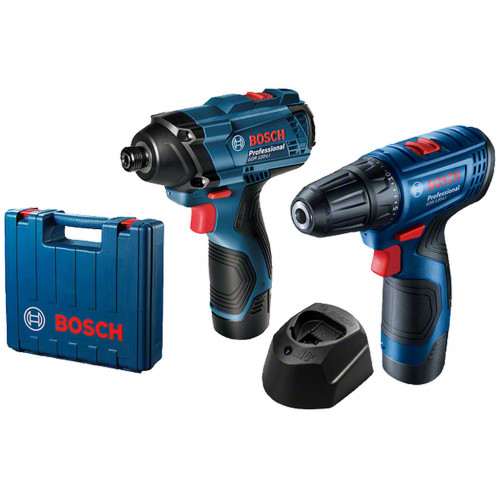 BOSCH Készlet: GSR 120-LI + GDR 120-LI +2x GBA 12V 2.0Ah + GAL 1210 CV 06019G8023