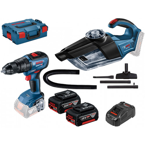 BOSCH Professzionális készlet: GSB 18V-50 +2× GBA 18V 5.0Ah + GAS 18V-1 0615990M44