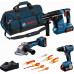 BOSCH PROFESSIONAL szerszámkészlet GSB+GWS+GBH+3×5,0Ah + csavarhúzók és fogók 0615A5007H