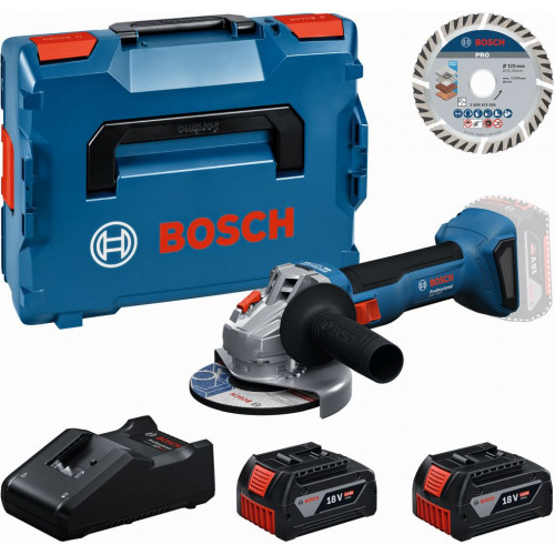 BOSCH GWS 18V-8 PROFESSIONAL Szerszámkészlet 2× GBA 4.0Ah + tárcsa + L-BOXX 0615A500E7 BOSCH GWS 18V-8 PROFESSIONAL Szerszámkészlet 2× GBA 4.0Ah + tárcsa + L-BOXX 0615A500E7