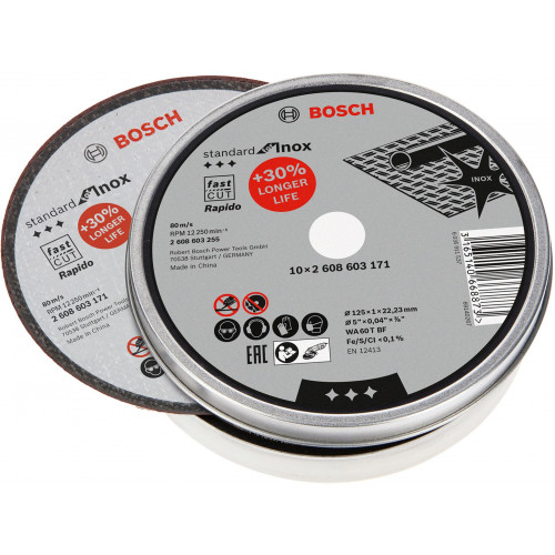 BOSCH Standard for Inox Rapido INOX fémvágó tárcsa 125x1 mm 10 db , 2608603255