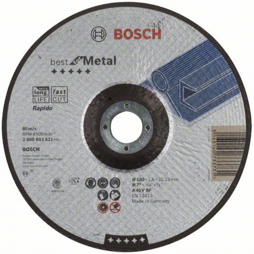 BOSCH Best for Metal - Rapido Darabolótárcsa, hajlított 180 x 22,23mm 2608603521