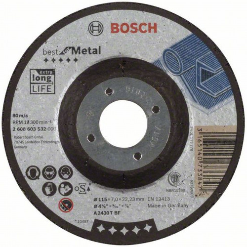 BOSCH Best for Metal Nagyolótárcsa, hajlított 115 x 22,23mm 2608603532 BOSCH Best for Metal Nagyolótárcsa, hajlított 115 x 22,23mm 2608603532
